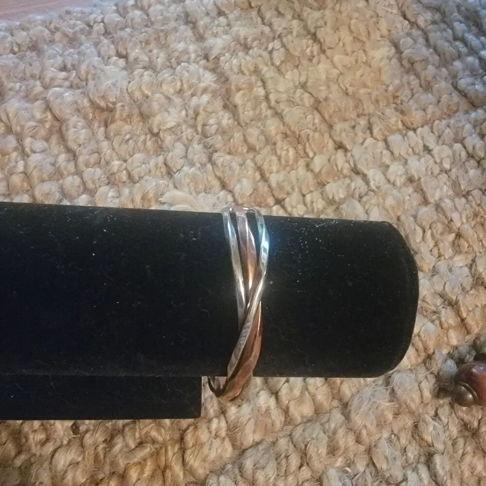 Men's Copper& Stainless Steel Braided Cuff Bracelet Non-Magnetic Pure Metals 7